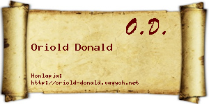 Oriold Donald névjegykártya